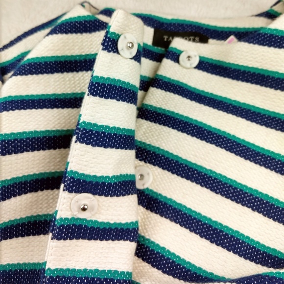 Talbots NWT Stripe Fringe Jacket green cream - Picture 6 of 8